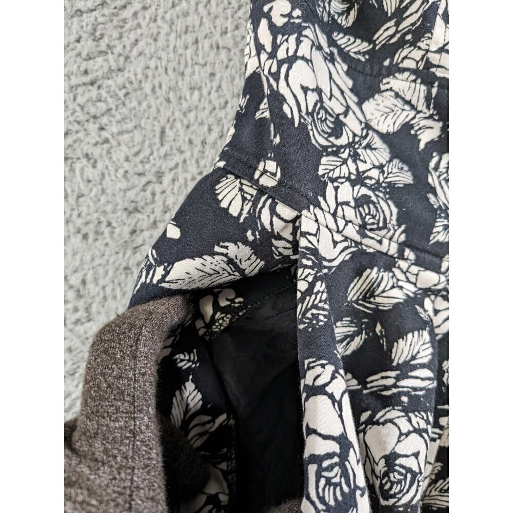 Talbots Dress Womens 4 Roses Boho Floral Black White Cotton Stretch Pockets - Picture 16 of 16